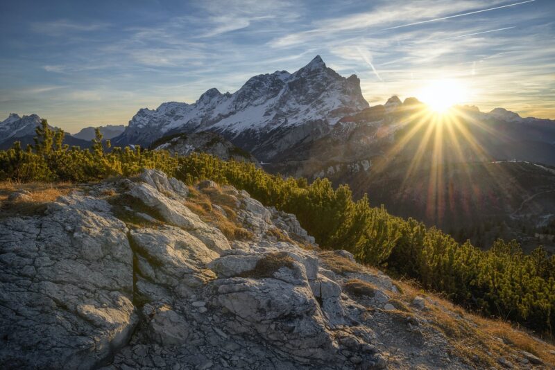 Bergfotografie Sonnensterne