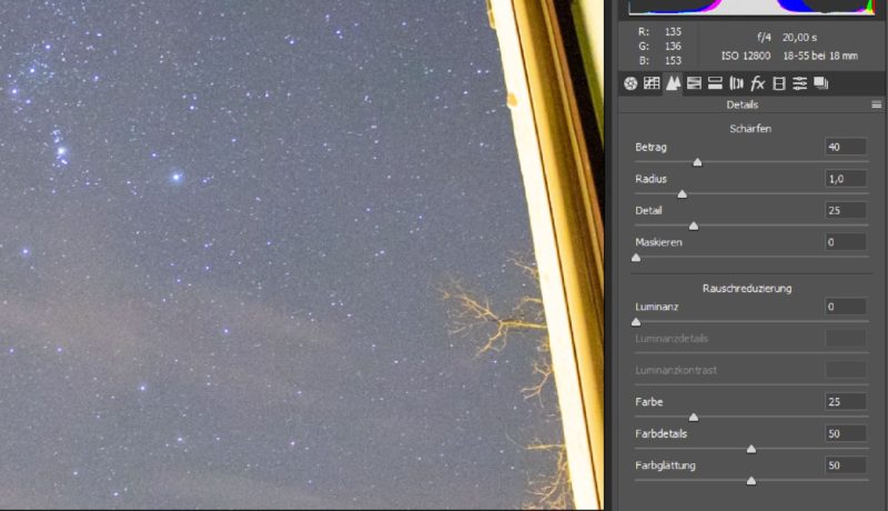 RAW Editor Bildrauschen entfernen