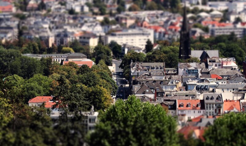 Kreative Fotoidee Stadt aus Minuaturperspektive