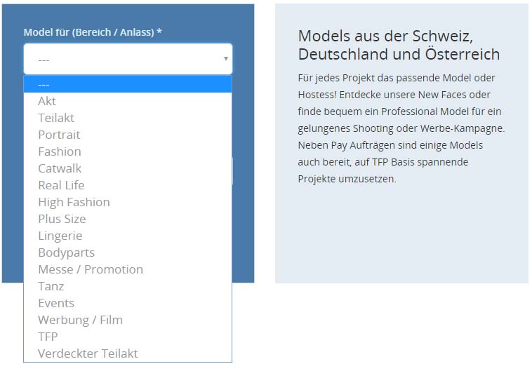 model gesucht modelkartei