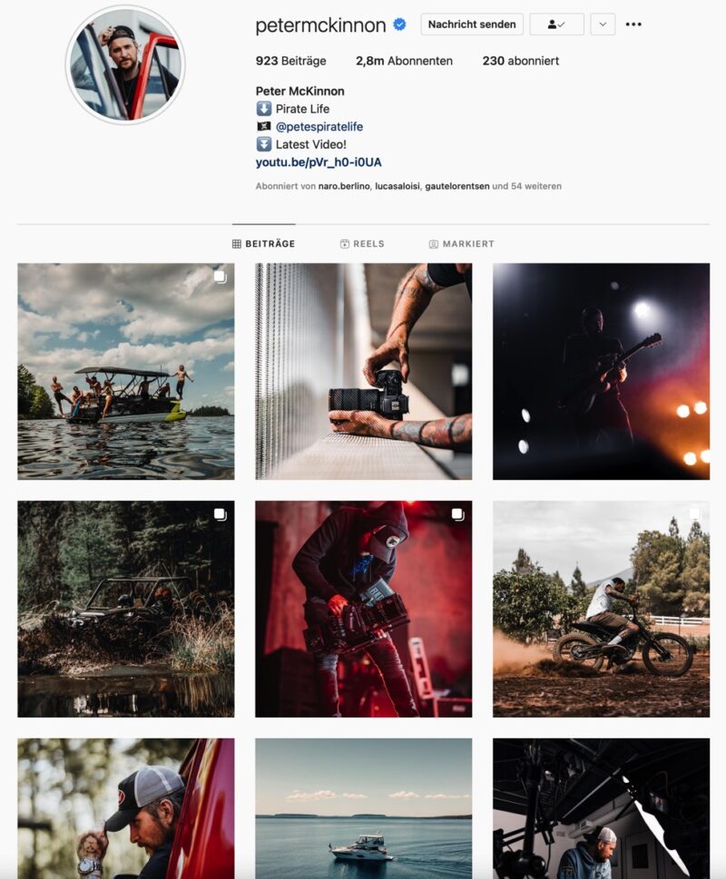 Screenshot vom Instagram Feed von Peter McKinnon