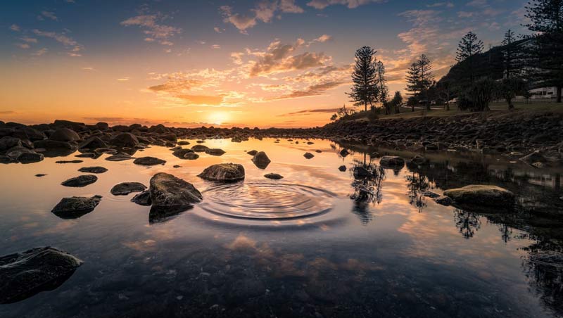 sonnenuntergang fotografieren spiegelungen