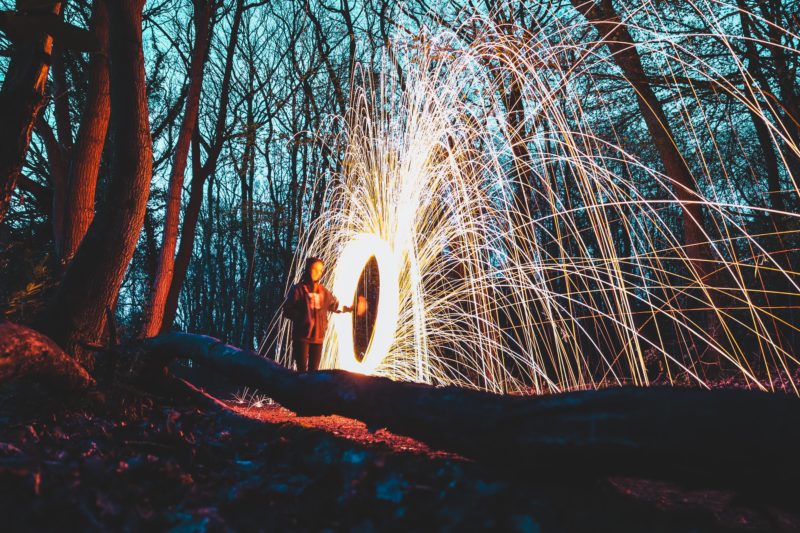 stahlwolle fotografieren im wald