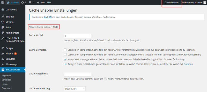 wordpress fotografen cache plugin